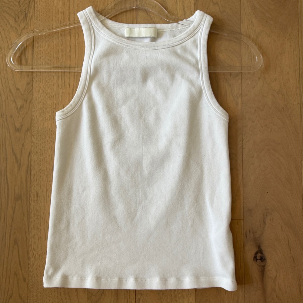SIR. Ribbed Tank Top Women Size 1 White High Neck Cotton Blend Basic 12771
